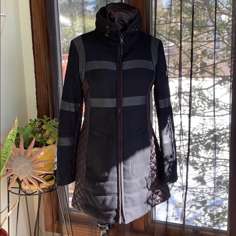 1 Madison black wool coat